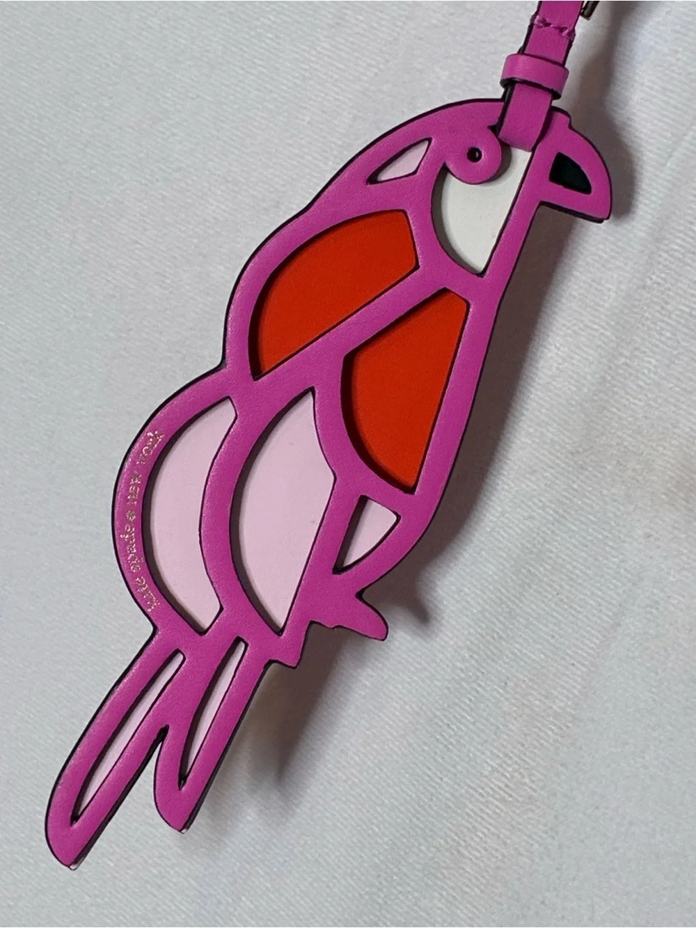 EUC Kate Spade New York Parrot Bag Charm Keychain in Pink & Red